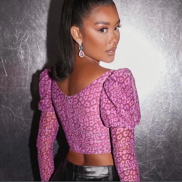 Oh Polly Leopard Print Women's Top - Picture 2 of 4